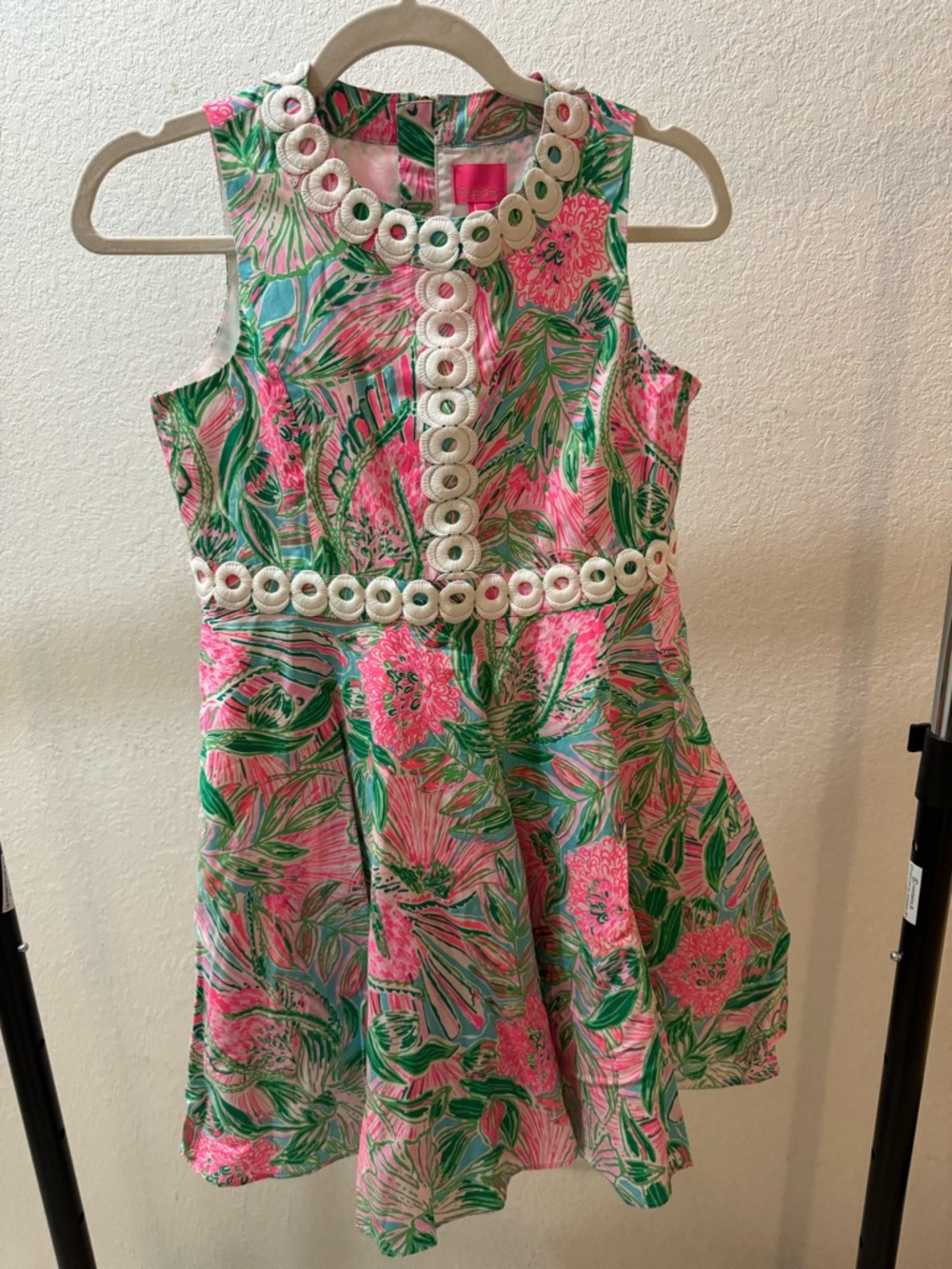 Lilly Pulitzer Girls Floral Sleeveless Party Dress in Pink & Green